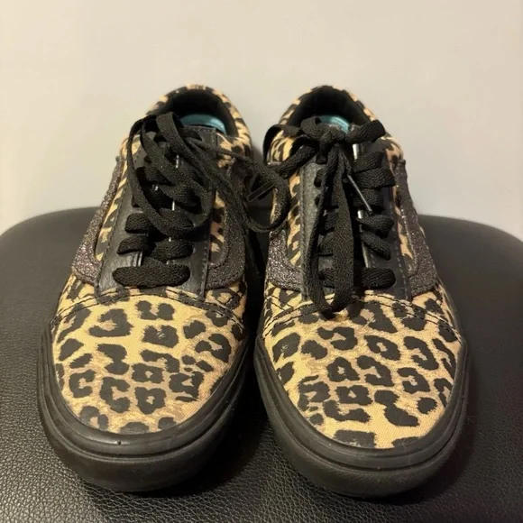 Vans Leopard Print Sneakers - Black and Tan - Picture 3 of 5